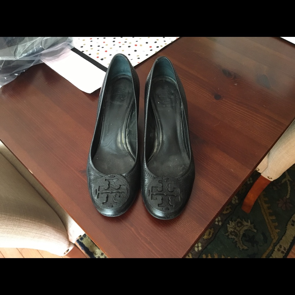 Authentic black Tory Burch wedges